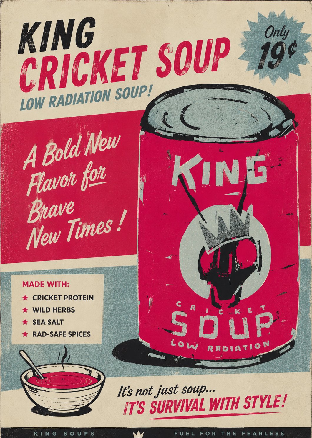 asterism.eth, King Cricket Soup — CXRDS card styled as a 1950s soup advertisement